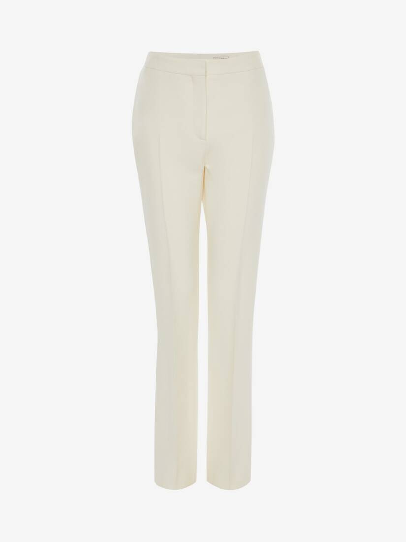 Pantalones Alexander McQueen Leaf Crepe Long Mujer - Blancos - Mexico 591-JEAXBM